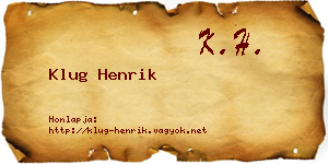 Klug Henrik névjegykártya
